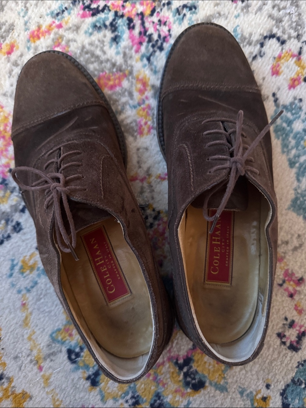 Cole Haan Brown Suede Cap-Toe Derby Shoes